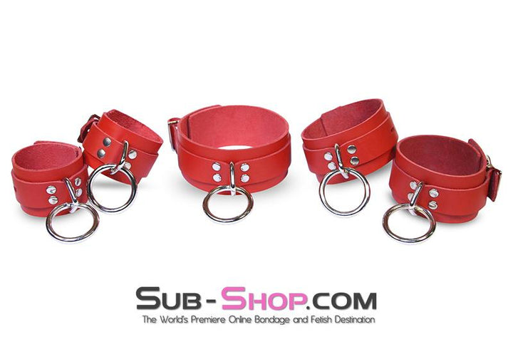 9745A      Lust Cuffs Locking Red Leather Ankle Cuffs Cuffs   , Sub-Shop.com Bondage and Fetish Superstore
