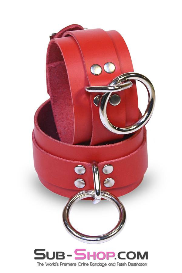 9745A      Lust Cuffs Locking Red Leather Ankle Cuffs Cuffs   , Sub-Shop.com Bondage and Fetish Superstore