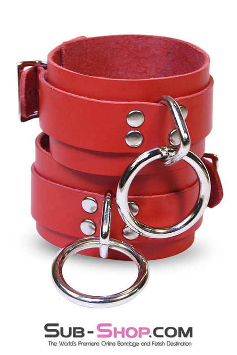 9744A      Lust Cuffs Locking Red Leather Wrist Cuffs - LAST CHANCE - Final Closeout! MEGA Deal   , Sub-Shop.com Bondage and Fetish Superstore