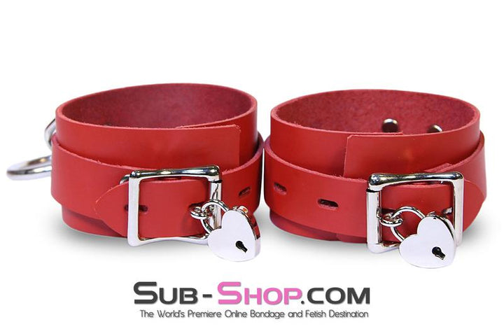 9745A      Lust Cuffs Locking Red Leather Ankle Cuffs Cuffs   , Sub-Shop.com Bondage and Fetish Superstore