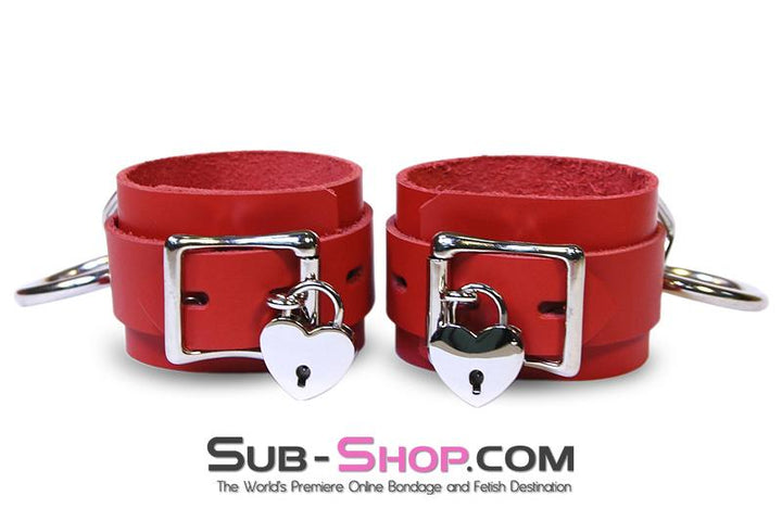 9744A      Lust Cuffs Locking Red Leather Wrist Cuffs Cuffs   , Sub-Shop.com Bondage and Fetish Superstore