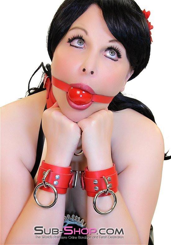 9744A      Lust Cuffs Locking Red Leather Wrist Cuffs Cuffs   , Sub-Shop.com Bondage and Fetish Superstore