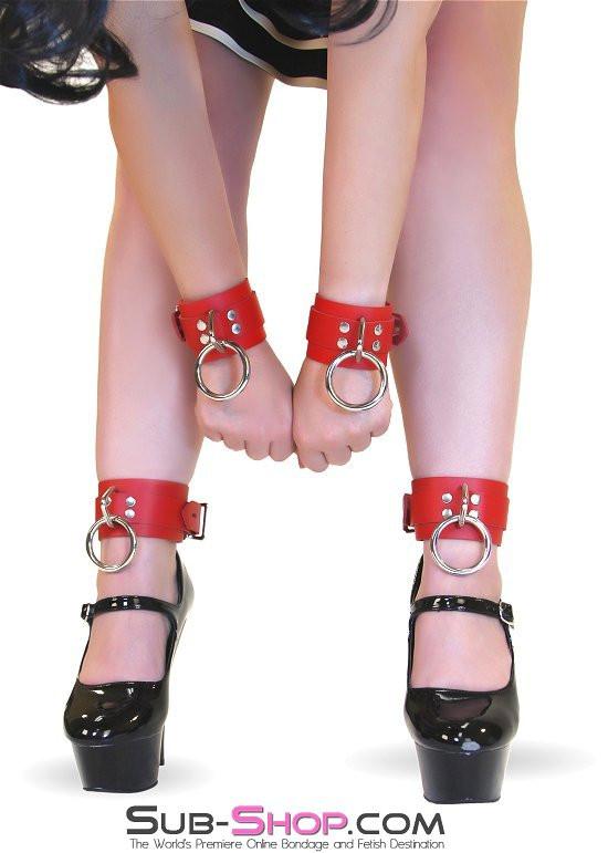 9745A      Lust Cuffs Locking Red Leather Ankle Cuffs Cuffs   , Sub-Shop.com Bondage and Fetish Superstore