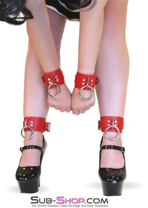 9745A      Lust Cuffs Locking Red Leather Ankle Cuffs - LAST CHANCE - Final Closeout! MEGA Deal   , Sub-Shop.com Bondage and Fetish Superstore