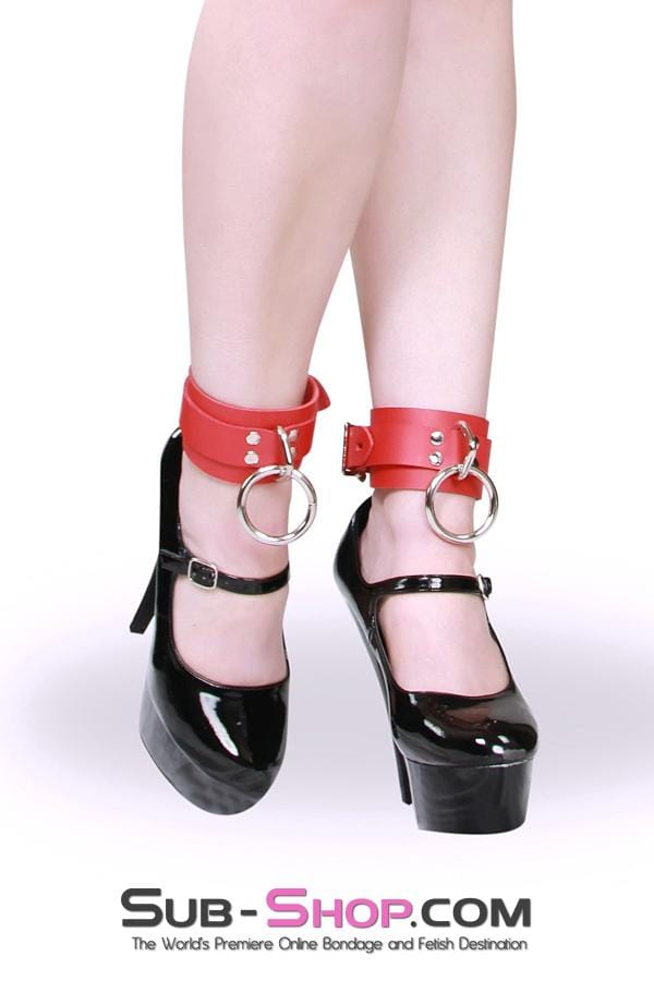 9745A      Lust Cuffs Locking Red Leather Ankle Cuffs Cuffs   , Sub-Shop.com Bondage and Fetish Superstore