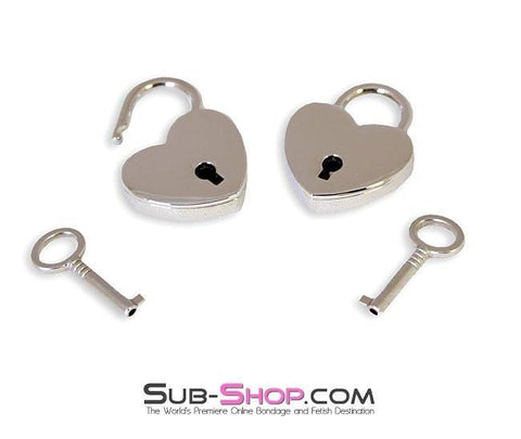 9751A      Under Lock & Key Chrome Heart Padlocks Pair - LAST CHANCE - Final Closeout! MEGA Deal   , Sub-Shop.com Bondage and Fetish Superstore
