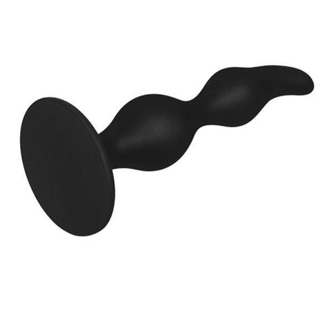 9769M      Hourglass P-Spot Black Silicone Anal Plug with Suction Cup Base - LAST CHANCE - Final Closeout! Black Friday Blowout   , Sub-Shop.com Bondage and Fetish Superstore