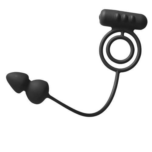 9771M      Vibrating Silicone Cock & Ball Ring with Anal Stimulator - LAST CHANCE - Final Closeout! Black Friday Blowout   , Sub-Shop.com Bondage and Fetish Superstore