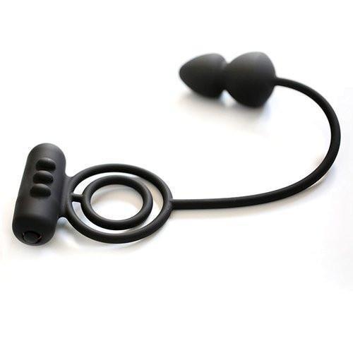 9771M      Vibrating Silicone Cock & Ball Ring with Anal Stimulator - LAST CHANCE - Final Closeout! Black Friday Blowout   , Sub-Shop.com Bondage and Fetish Superstore