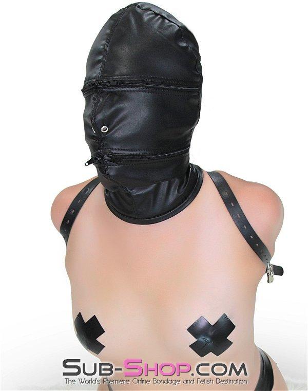 9773M      Zipper Head Locking Zipper Eyes and Mouth Slave Hood Hoods   , Sub-Shop.com Bondage and Fetish Superstore
