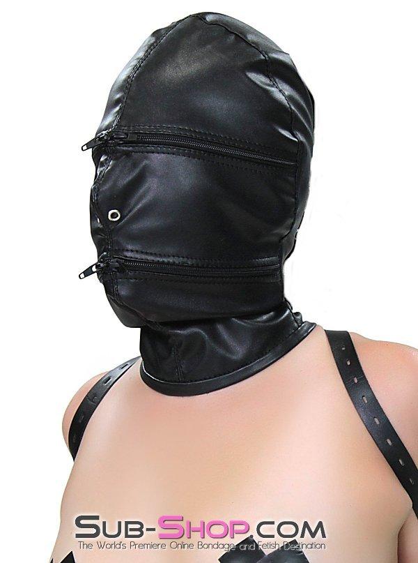 9773M      Zipper Head Locking Zipper Eyes and Mouth Slave Hood Hoods   , Sub-Shop.com Bondage and Fetish Superstore
