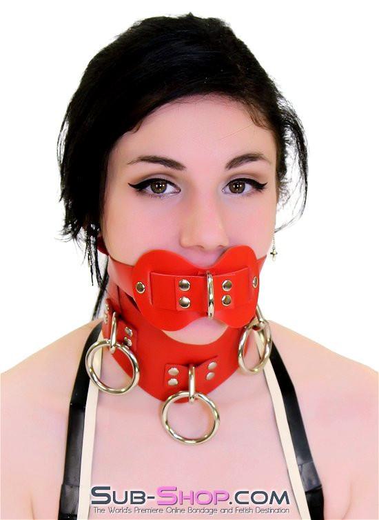 0977A      Intensely Quiet Red Leather Double Mouth Guard Gag Gags   , Sub-Shop.com Bondage and Fetish Superstore
