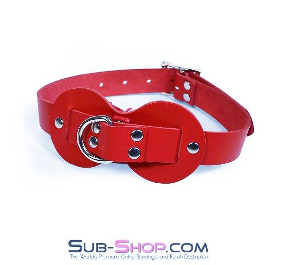 0977A      Intensely Quiet Red Leather Double Mouth Guard Gag Gags   , Sub-Shop.com Bondage and Fetish Superstore