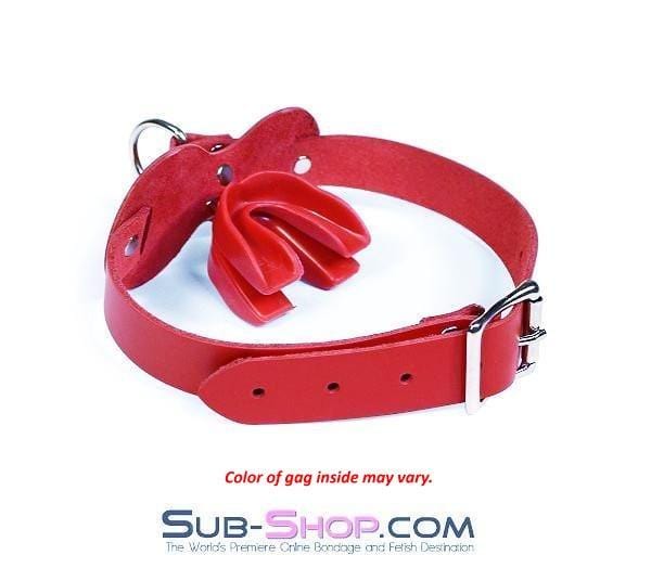 0977A      Intensely Quiet Red Leather Double Mouth Guard Gag Gags   , Sub-Shop.com Bondage and Fetish Superstore