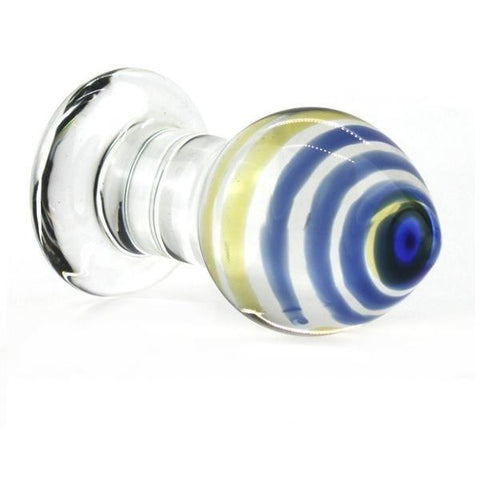 9786M      Saturn's Rings Yellow & Blue Glass Anal Plug Massager - LAST CHANCE - Final Closeout! Black Friday Blowout   , Sub-Shop.com Bondage and Fetish Superstore