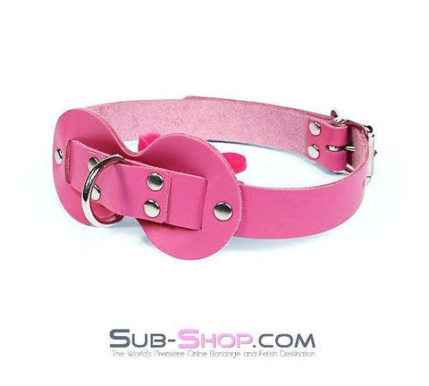0978A-SIS      Pretty Sissy Quiet Hot Pink Leather Double Mouth Guard Gag Sissy   , Sub-Shop.com Bondage and Fetish Superstore
