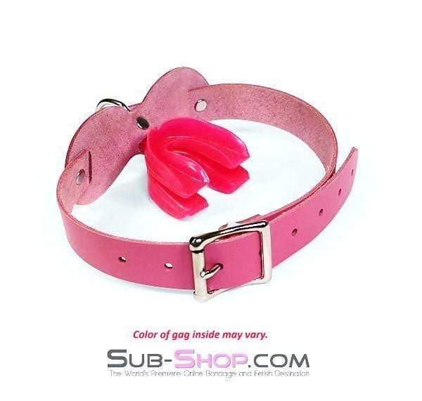 0978A-SIS      Pretty Sissy Slave Quiet Hot Pink BDSM Training Leather Double Mouth Guard Gag Sissy   , Sub-Shop.com Bondage and Fetish Superstore