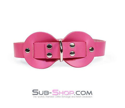 0978A      Pretty Quiet Hot Pink Leather Double Mouth Guard Gag Gags   , Sub-Shop.com Bondage and Fetish Superstore