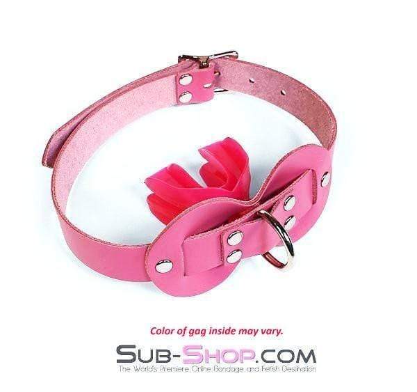 0978A-SIS      Pretty Sissy Slave Quiet Hot Pink BDSM Training Leather Double Mouth Guard Gag Sissy   , Sub-Shop.com Bondage and Fetish Superstore