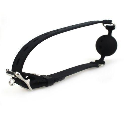 9802M      Small Black Silicone Locking Breather Ball Gag Gags   , Sub-Shop.com Bondage and Fetish Superstore