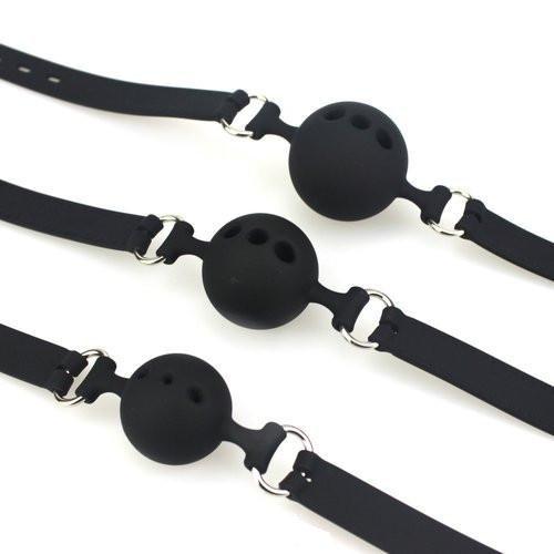 9802M      Small Black Silicone Locking Breather Ball Gag Gags   , Sub-Shop.com Bondage and Fetish Superstore