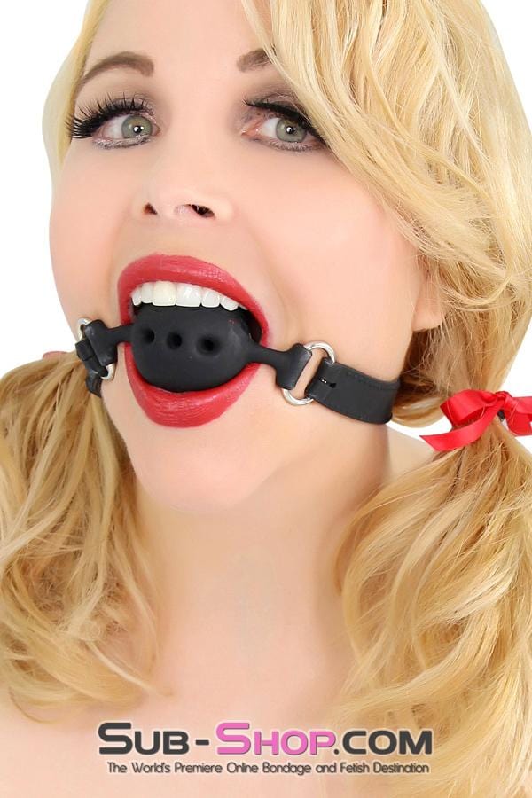 9803M      Medium Black Silicone Locking Breather Ball Gag Gags   , Sub-Shop.com Bondage and Fetish Superstore