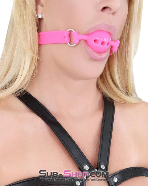 9805M      Small Pink Silicone Locking Breather Ball Gag - LAST CHANCE - Final Closeout! Black Friday Blowout   , Sub-Shop.com Bondage and Fetish Superstore