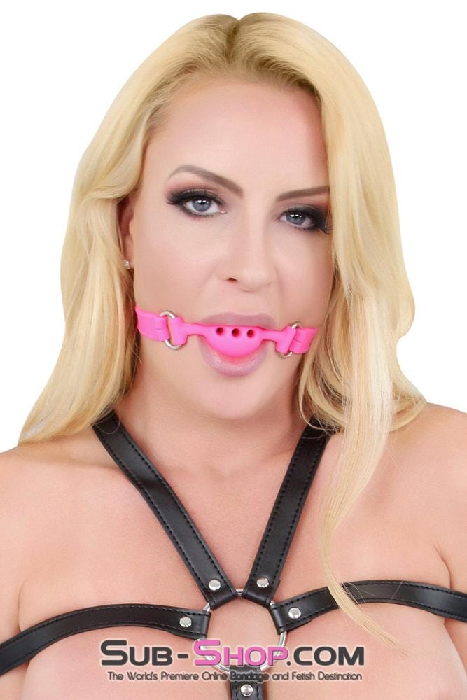9805M      Small Pink Silicone Locking Breather Ball Gag - LAST CHANCE - Final Closeout! Black Friday Blowout   , Sub-Shop.com Bondage and Fetish Superstore
