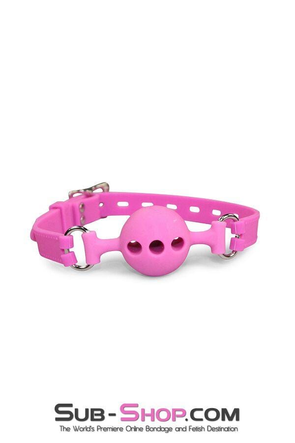 9805M      Small Pink Silicone Locking Breather Ball Gag - LAST CHANCE - Final Closeout! Black Friday Blowout   , Sub-Shop.com Bondage and Fetish Superstore