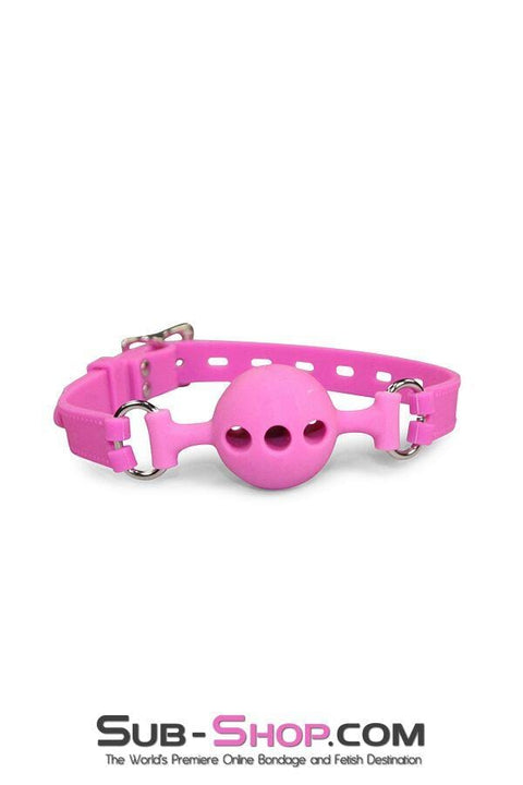 9805M      Small Pink Silicone Locking Breather Ball Gag - LAST CHANCE - Final Closeout! Black Friday Blowout   , Sub-Shop.com Bondage and Fetish Superstore