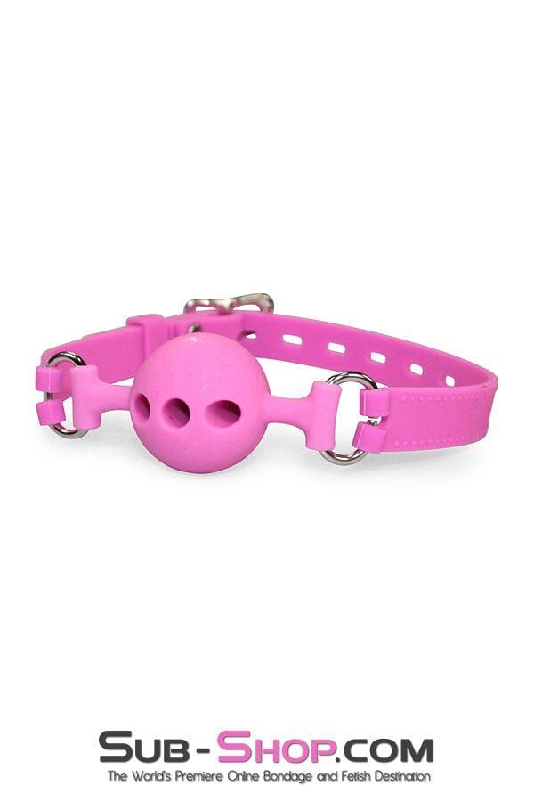 9805M      Small Pink Silicone Locking Breather Ball Gag - LAST CHANCE - Final Closeout! Black Friday Blowout   , Sub-Shop.com Bondage and Fetish Superstore