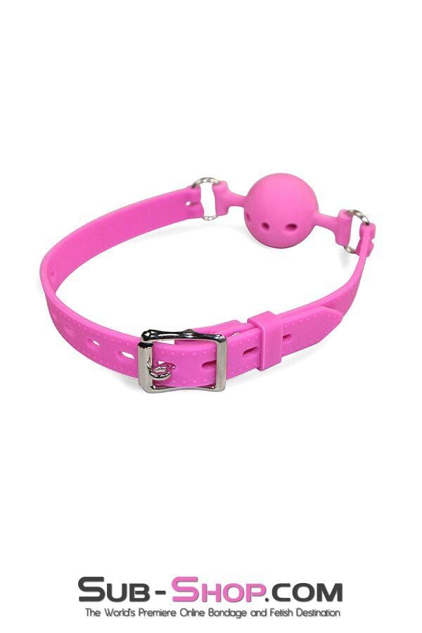 9805M      Small Pink Silicone Locking Breather Ball Gag - LAST CHANCE - Final Closeout! Black Friday Blowout   , Sub-Shop.com Bondage and Fetish Superstore