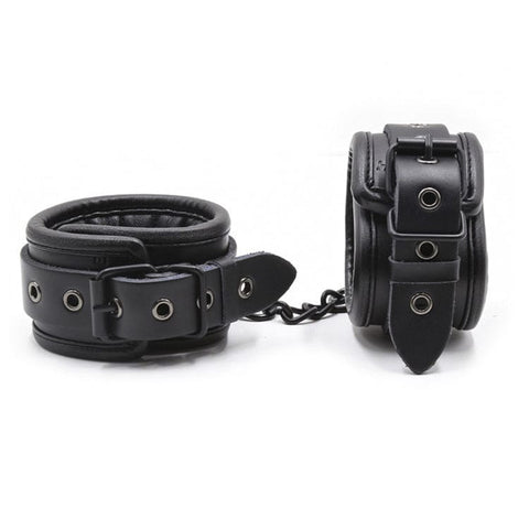 9855M      Black Beauty Padded Wrist Cuffs with Matte Black Hardware Cuffs   , Sub-Shop.com Bondage and Fetish Superstore