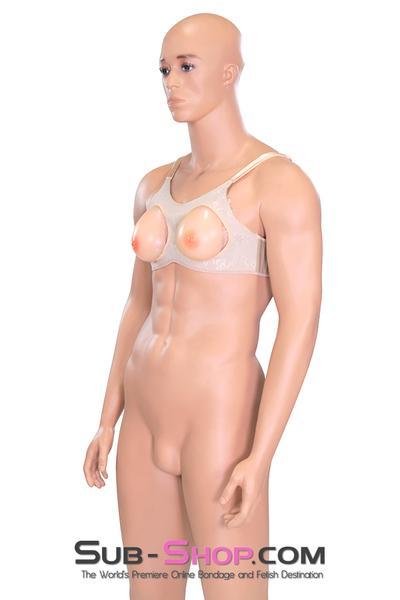 9869RS      Lola Silicone Breast and Nipples Chest Form Enhancers with Open Cup Bra, B Cup Breast Forms   , Sub-Shop.com Bondage and Fetish Superstore