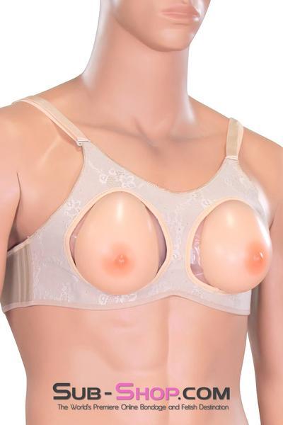 9869RS      Lola Silicone Breast and Nipples Chest Form Enhancers with Open Cup Bra, B Cup Breast Forms   , Sub-Shop.com Bondage and Fetish Superstore