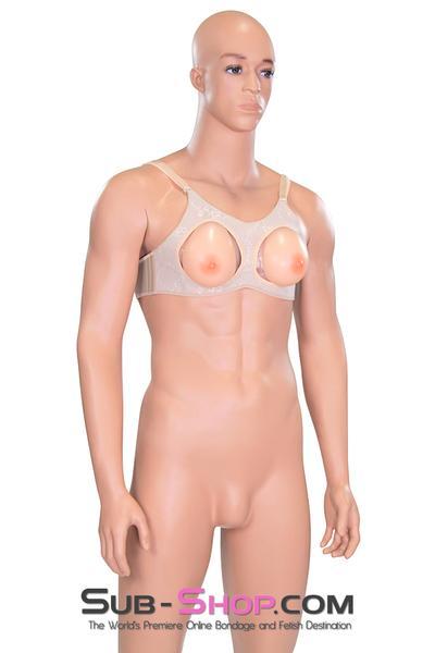 9869RS      Lola Silicone Breast and Nipples Chest Form Enhancers with Open Cup Bra, B Cup Breast Forms   , Sub-Shop.com Bondage and Fetish Superstore