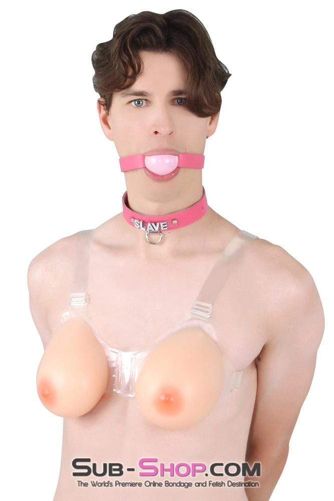 9877RS      Gia Real Feel Silicone Breast Forms with Nipples and Clear Straps, DD Cup Breast Forms   , Sub-Shop.com Bondage and Fetish Superstore