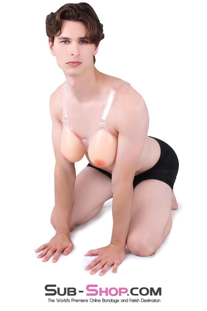 9877RS      Gia Real Feel Silicone Breast Forms with Nipples and Clear Straps, DD Cup Breast Forms   , Sub-Shop.com Bondage and Fetish Superstore