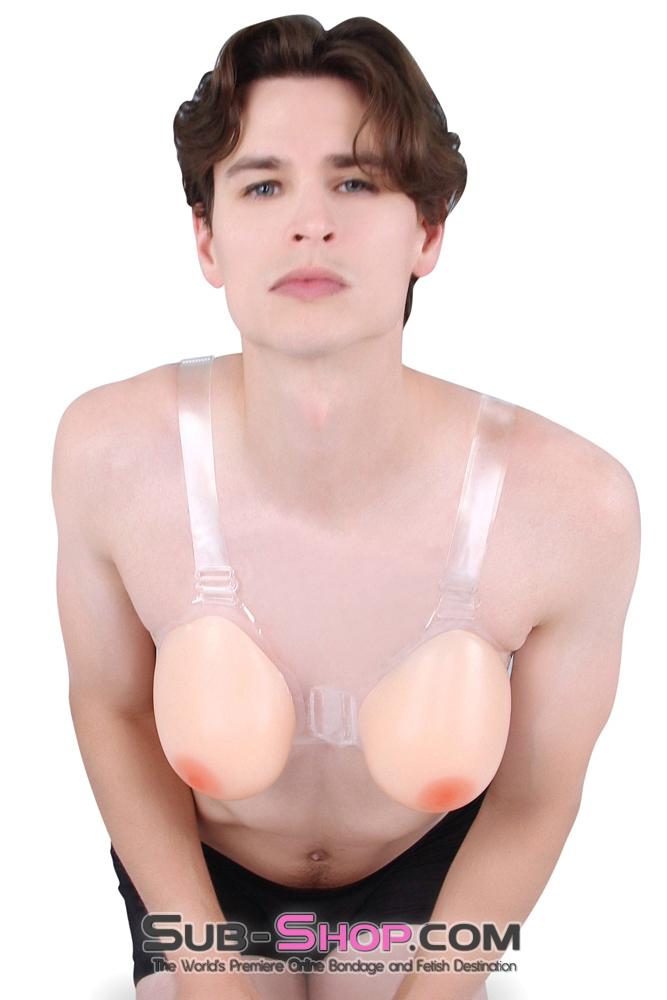 9877RS      Gia Real Feel Silicone Breast Forms with Nipples and Clear Straps, DD Cup Breast Forms   , Sub-Shop.com Bondage and Fetish Superstore