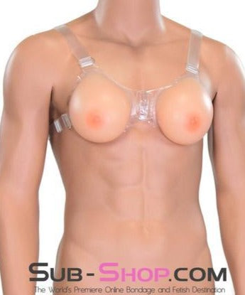 9877RS      Gia Real Feel Silicone Breast Forms with Nipples and Clear Straps, DD Cup Breast Forms   , Sub-Shop.com Bondage and Fetish Superstore