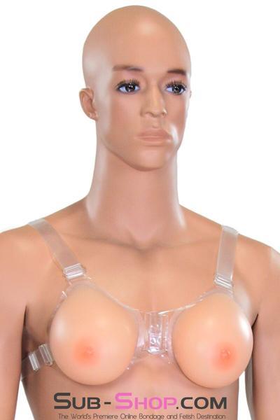 9877RS-SIS      Pretty Sissy Gia Real Feel Silicone Breast Forms with Nipples and Clear Straps, DD Cup Sissy   , Sub-Shop.com Bondage and Fetish Superstore