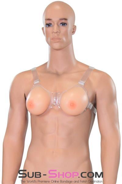 9877RS      Gia Real Feel Silicone Breast Forms with Nipples and Clear Straps, DD Cup Breast Forms   , Sub-Shop.com Bondage and Fetish Superstore