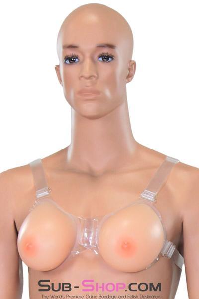 9877RS      Gia Real Feel Silicone Breast Forms with Nipples and Clear Straps, DD Cup Breast Forms   , Sub-Shop.com Bondage and Fetish Superstore