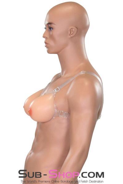 9877RS-SIS      Pretty Sissy Gia Real Feel Silicone Breast Forms with Nipples and Clear Straps, DD Cup Sissy   , Sub-Shop.com Bondage and Fetish Superstore