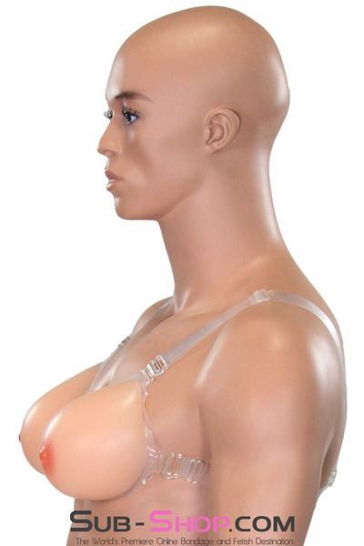 9877RS      Gia Real Feel Silicone Breast Forms with Nipples and Clear Straps, DD Cup Breast Forms   , Sub-Shop.com Bondage and Fetish Superstore