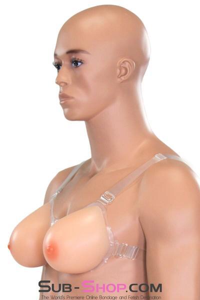 9877RS      Gia Real Feel Silicone Breast Forms with Nipples and Clear Straps, DD Cup Breast Forms   , Sub-Shop.com Bondage and Fetish Superstore