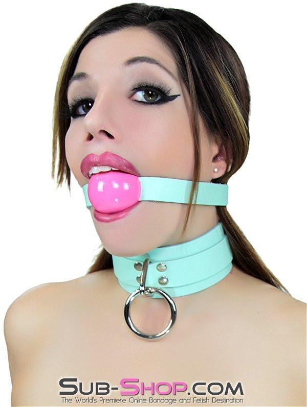 0988A     I Like It Rough Retro Mint Green Leather Bondage Collar Collar   , Sub-Shop.com Bondage and Fetish Superstore