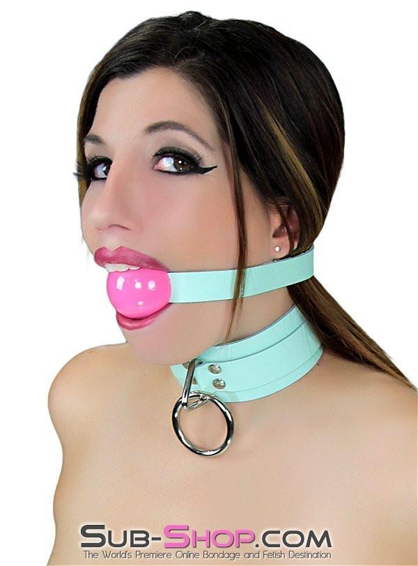 0988A     I Like It Rough Retro Mint Green Leather Bondage Collar Collar   , Sub-Shop.com Bondage and Fetish Superstore