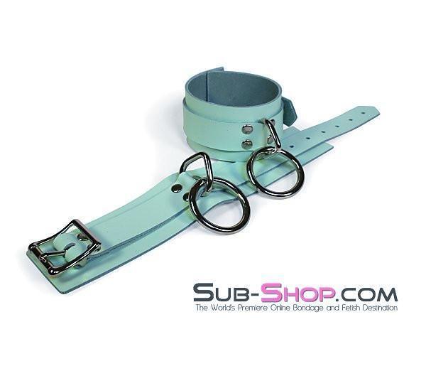 0989A      I Like It Rough Retro Mint Green Leather Bondage Wrist Cuffs Cuffs   , Sub-Shop.com Bondage and Fetish Superstore