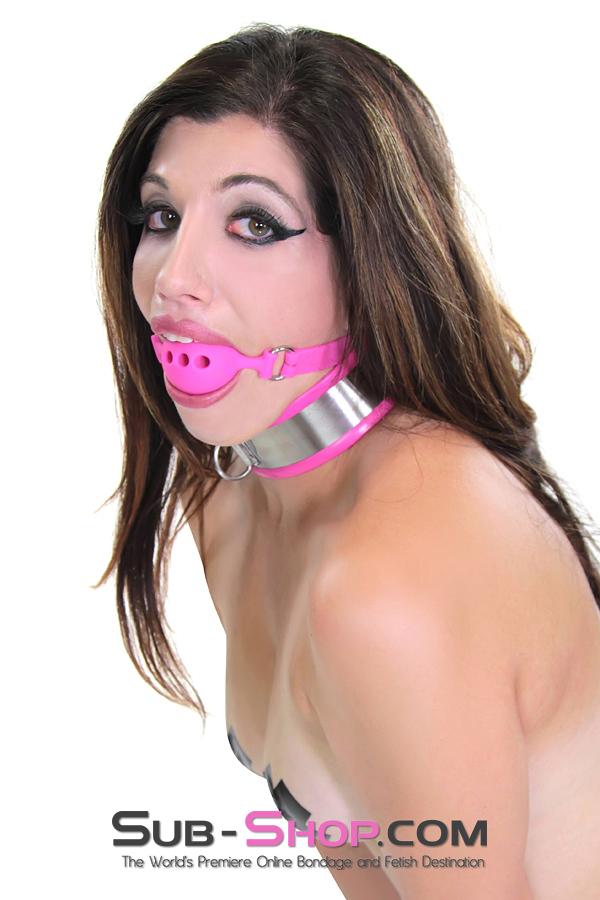 9904M-SIS      Sissy Kinky Mistress Slave Pink Silicone Locking Breather Ball Gag, Large Sissy   , Sub-Shop.com Bondage and Fetish Superstore